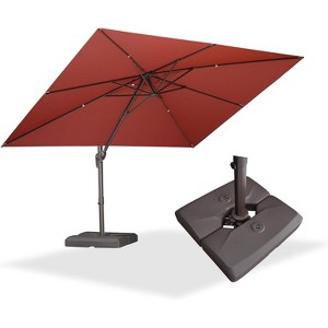 PURPLE LEA Cantilever Patio Umbrella with Base Included Square Umbrella with 360° Rotation and Aluminum Offset Hanging Outdoor Umbrella - 1 of 4