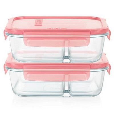 Pyrex Meal Box 4pc 3.4 Cup Rectangular Glass Food Storage Value Pack - Pink