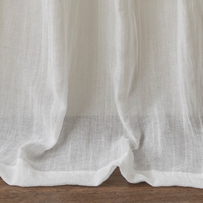 White Sheer Polyester Ground Length Curtain Panel Pair