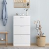KTMBDW Shoe Cabinet with 3 Flip Drawers, Hidden Wood Shoe Cabinet, Freestanding Shoe Storage Cabinet for Entryway, Hallway, White - 2 of 4