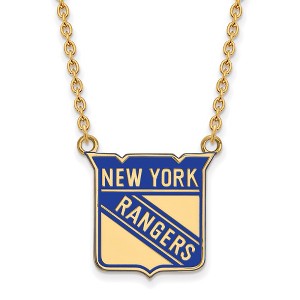 Black Bow Jewelry 14k Yellow Gold Plated Sterling Silver New York Rangers NHL Necklace 18 Inch - 1 of 4