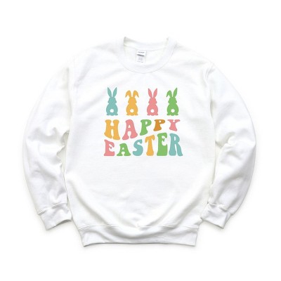 Simply Sage Market Women's Graphic Sweatshirt Happy Easter Pastel Bunnies