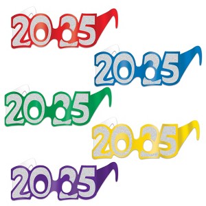 Beistle 2025  Glittered Foil Eyeglasses, (25/Pkg) Multicolored - 1 of 3