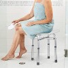 Adjustable White Shower Bench - Easy-clean seat provides comfort & support for users up to 350 lbs capacity. - 4 of 4
