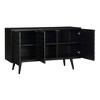 Treasure Trove Accents Three Door Credenza Meeko Black: Divided Storage, No Assembly, Acacia Surface - 4 of 4