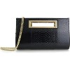 Classic Crocodile Pattern Faux Leather Metal Grip Cut it out Clutch with Chain Shoulder Strap - 2 of 4