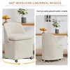 SEVOBAL Dining Chairs Set of 2 Chenille Fabric Chairs with 360 degree Revolving Universal Wheels, Beige, 21.06"*20.87"*30.91" - 2 of 4