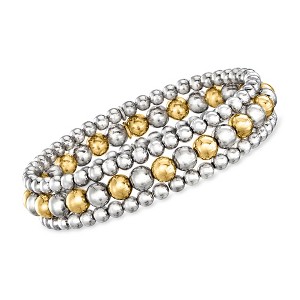 Ross-Simons Italian 2-Tone Sterling Silver Jewelry Set: 3 4-6mm Bead Stretch Bracelets - 1 of 4