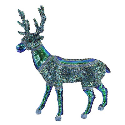 Cody Foster 20.0" Beaded Blue Dear Christmas Sparkly Bright Green  -  Decorative Figurines