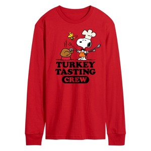 Men's - Peanuts - Turkey Tasting Crew Long Sleeve Graphic T-Shirt - 1 of 4