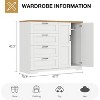 Nasitip 43.3" Armoire Wardrobe Closet with 4 Drawers, 2 Doors & Hanging Rod, White and Brown Wooden Dresser Cabinet for Bedroom - 2 of 4