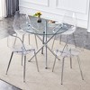 5-Piece Dining Set with Glass Table and 4 Transparent Chairs - 3 of 4