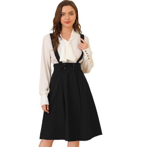 INSPIRE CHIC Women's High Waist Overall Corset Skater Suspender Dresses - 1 of 4