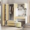 Whisen 3-Door Wooden Storage Desk Wardrobe with Built-in Desk, Shelves and 3 Drawers for Bedroom - 2 of 4