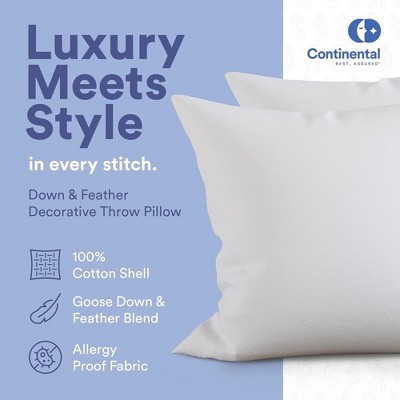 Euro White Goose Down Feather Blend Throw Pillow Inserts, 26x26 Inch, 2 Pack