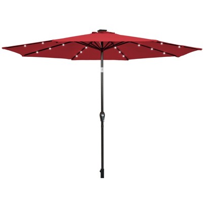 Tangkula 10 ft Patio Table Market Umbrella Yard Outdoor w/ Solar LED Lights
