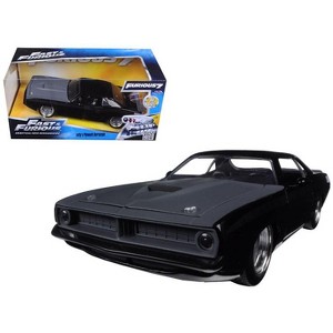 Letty's Plymouth Barracuda Matt Black Fast & Furious 7" Movie 1/24 Diecast Model Car by Jada" - 1 of 3