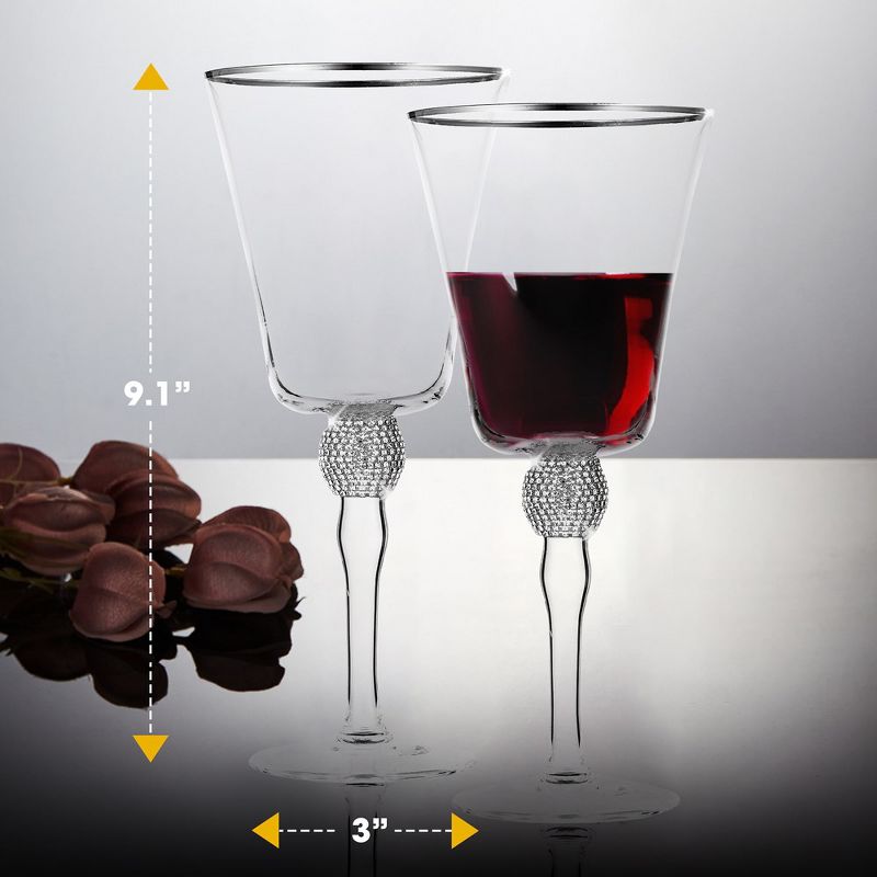Berkware Luxurious Sparkling Studded Wine Goblet with Elegant Rim Design - 14.7oz, 4 of 12