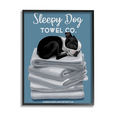 Stupell Industries Sleepy Dog Towel Co. Adorable Boston Terrier Bathroom