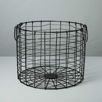Large Round Wire Storage Basket with Handles Black - Hearth & Hand™ with Magnolia