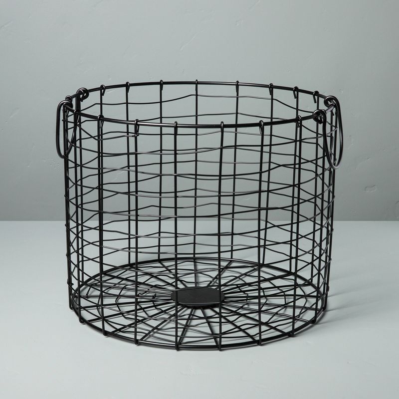Round Wire Storage Basket with Handles Black - Hearth & Hand™ with Magnolia, 1 of 11