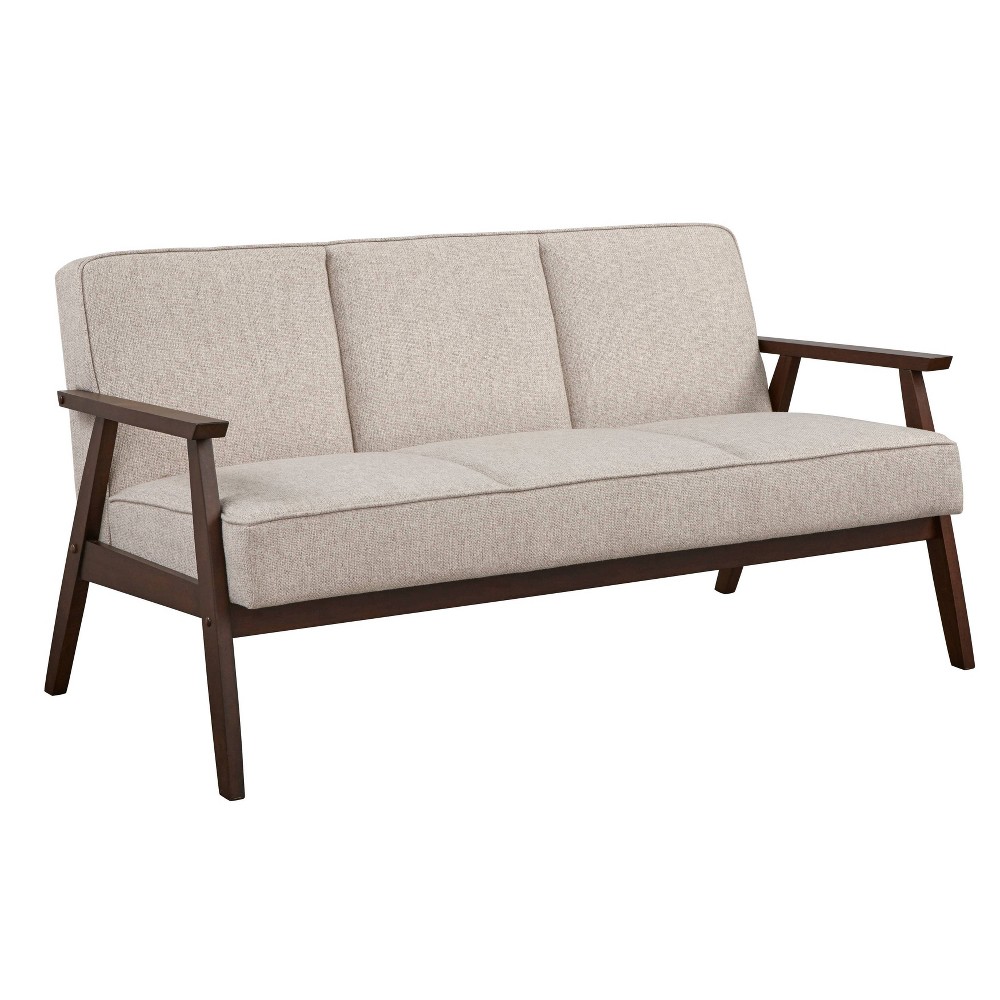 Photos - Sofa Sonia  Gray - Buylateral: Mid-Century, Rubberwood Frame, Walnut Finish, 3-Seater