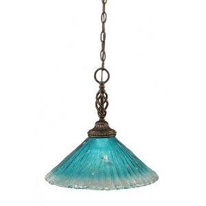 Toltec Lighting Elegante 1 - Light Pendant in  Dark Granite with 16" Teal Crystal Shade - 1 of 1