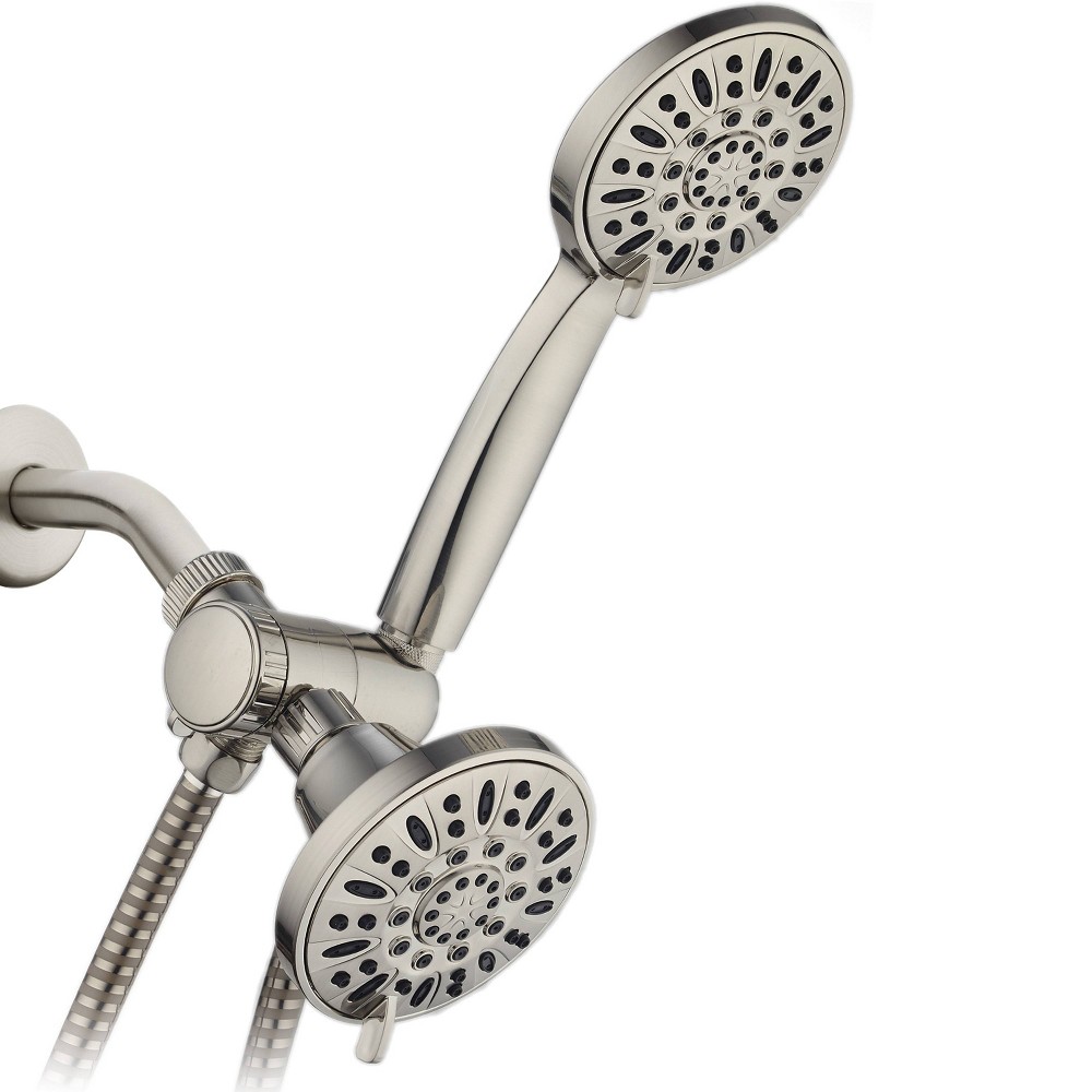 48 Setting High Pressure Luxury Three-Way Dual Shower Head Brushed Nickel - AquaDance: ABS & Brass, Massage & Pause Function, 6ft Hose -  82133850