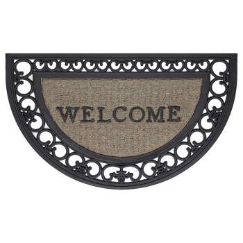 Kate Aurora Bedford Half Circle Welcome Coir Bristled Outdoor All Season Welcome Mat With Rubber Trim - 18"x30"