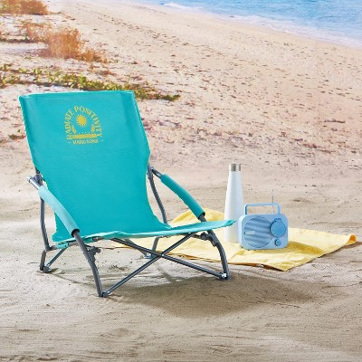 Teal Foldable Outdoor Beach Camping Chairs with Cushions and Arm Rests