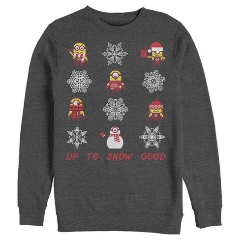 Men s Despicable Me Christmas Up to Snow Good Sweatshirt Charcoal Heather Small