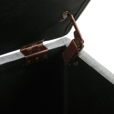 Light Gray Tufted Fabric Storage Bench with Wood Legs