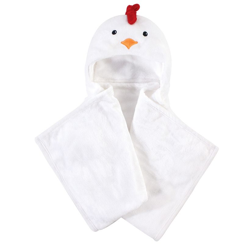 Hudson Baby Infant Hooded Animal Face Plush Blanket, Chicken, One Size, 1 of 5