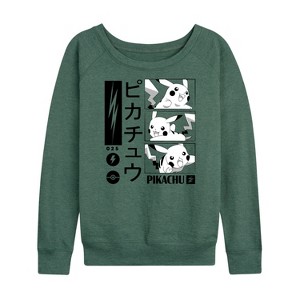 Women's - Pokémon - Pikachu Manga Panels Lightweight French Terry Wide Neck Long Sleeve Shirt - 1 of 4