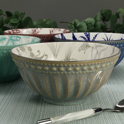 Assorted Color Ceramic 6" Soup and Dessert Bowls Set of 8