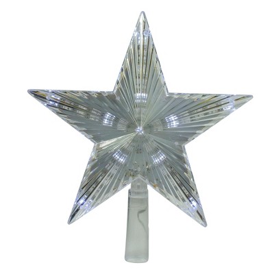 J. Hofert Co 9.5" Lighted Clear Twinkling 5-Point Star Christmas Tree Topper - Clear White LED Lights