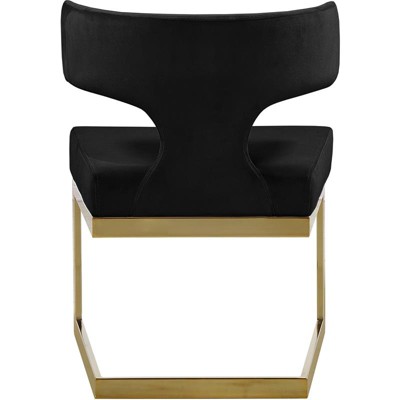 Sumptuous Black Velvet and Gold Metal Contemporary Dining Chair