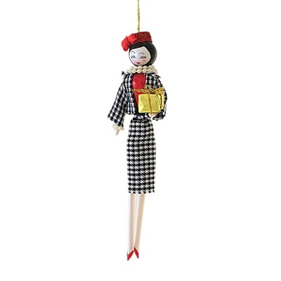Italian Ornaments 7.0 Inch Hazel In A Houndstooth Suit Ornament Italian Diva Shopping Ladies Style 5Th Avenue Tree Ornaments