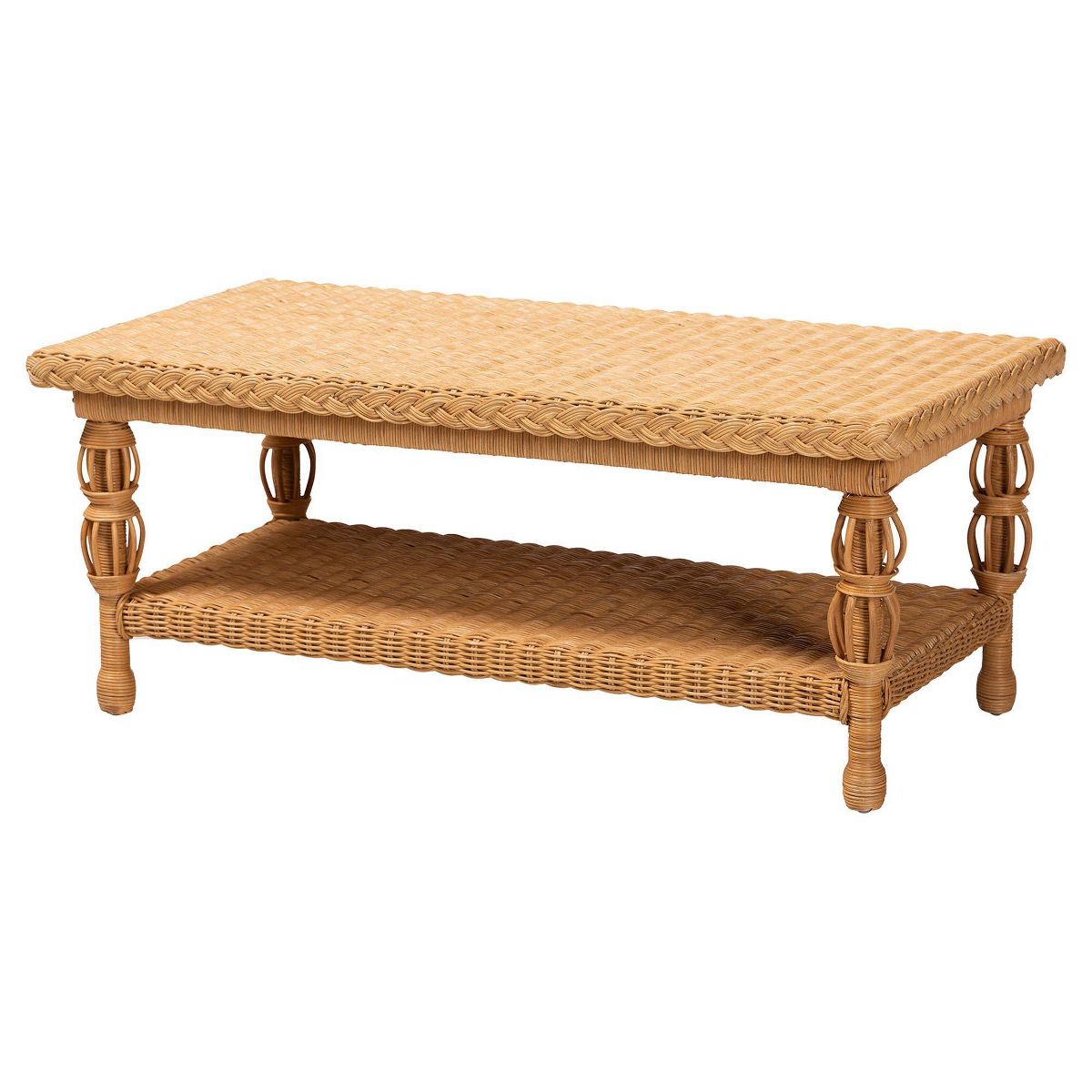 bali & pari Dolby Natural Rattan Coffee Table Light Honey