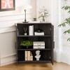 PexFix 36" x 31" Farmhouse Corner Cabinet Wooden Corner Storage Cabinet with Adjustable Shelves for Home Corners Living Room Bathroom Bedroom Black - 3 of 4