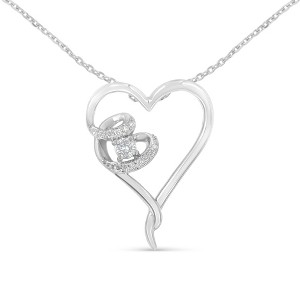 Haus of Brilliance Silver 1/10 cttw Diamond Heart Pendant Necklace - 1 of 4