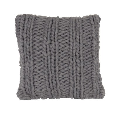 Gray Chunky Knit Acrylic Pillow Cover, 18x18