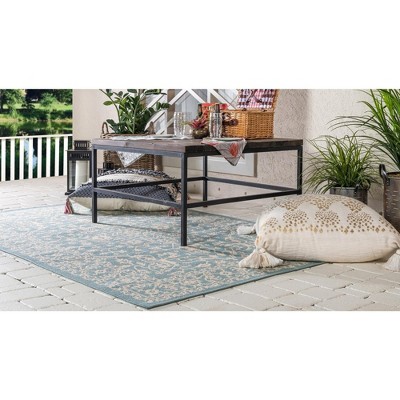 Light Blue Synthetic Easy-Care Outdoor Rug 5' x 8'