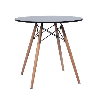HomeRoots 32" Black and Natural Wood Round Top Dining Table