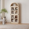CuisinSmart 72in Tall Arched Bookshelf, Modern Farmhouse Bookcase with 4 Glass/Wood Doors & Open Shelf, Freestanding Display Cabinet Organizer - 3 of 4
