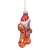 Northlight Gingerbread Man with Santa Hat Hanging Glass Christmas Ornament - 5" - Brown - 3 of 4