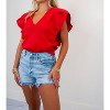 Women's Pleated Cap Sleeve Ruffle Sweater - Strut & Bolt - 2 of 3
