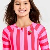 Girls' Long Sleeve Beach Umbrella Striped One Piece Swimsuit - Cat & Jack™ Pink - 3 of 3