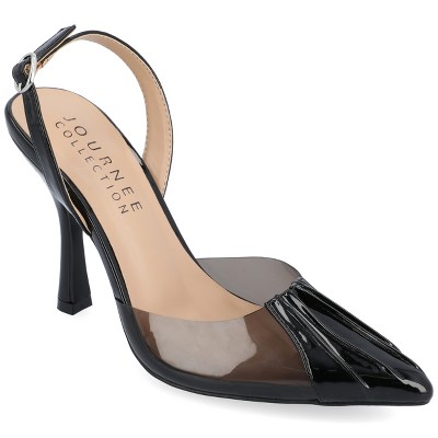 Journee Collection Womens Ivyann Vegan Leather and Lucite Stiletto Pumps