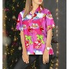 LA LEELA Women's Beach Funny Santa Claus Party Blouse Shirt Tops Button Down Summer Shirts Christmas Hawaiian Blouses for Women - image 2 of 4